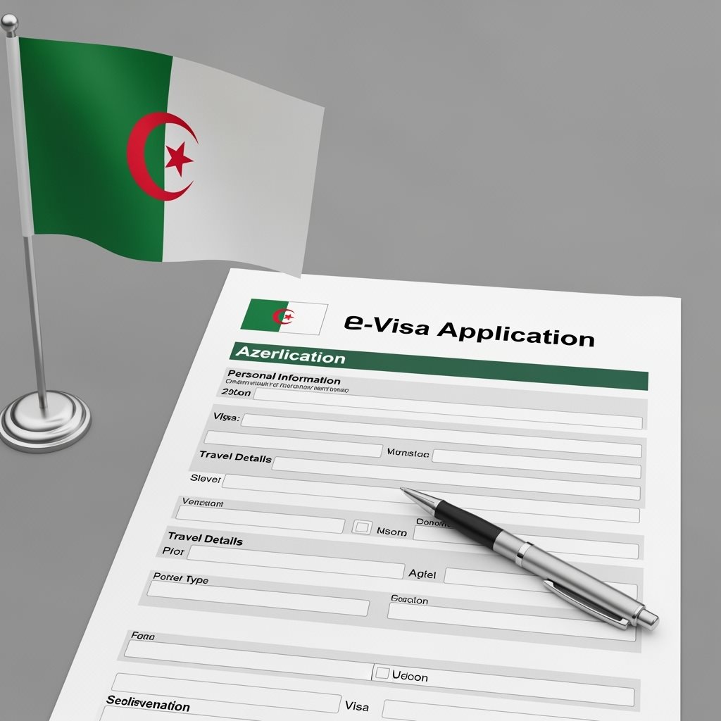 Algeria Flag with Azerbaijan e-Visa Documents