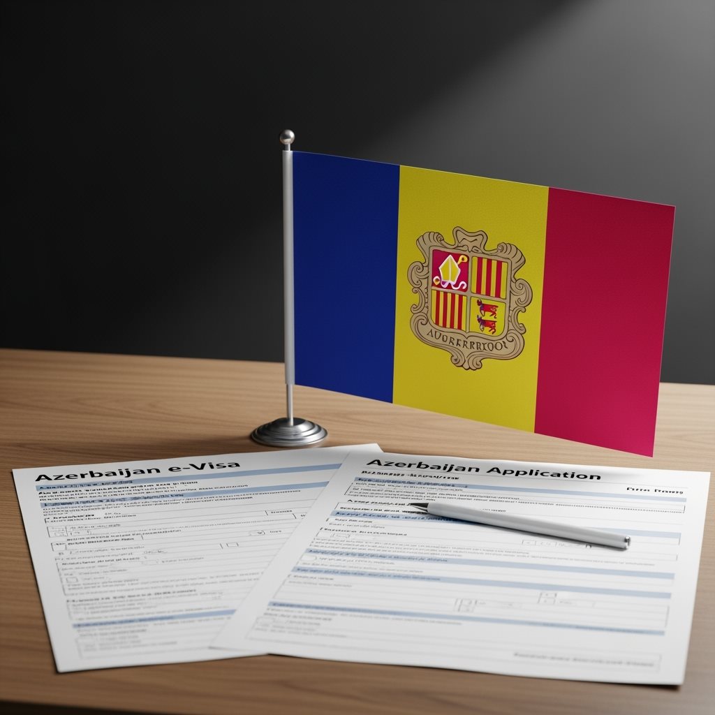 Andorra Flag with Azerbaijan e-Visa Documents