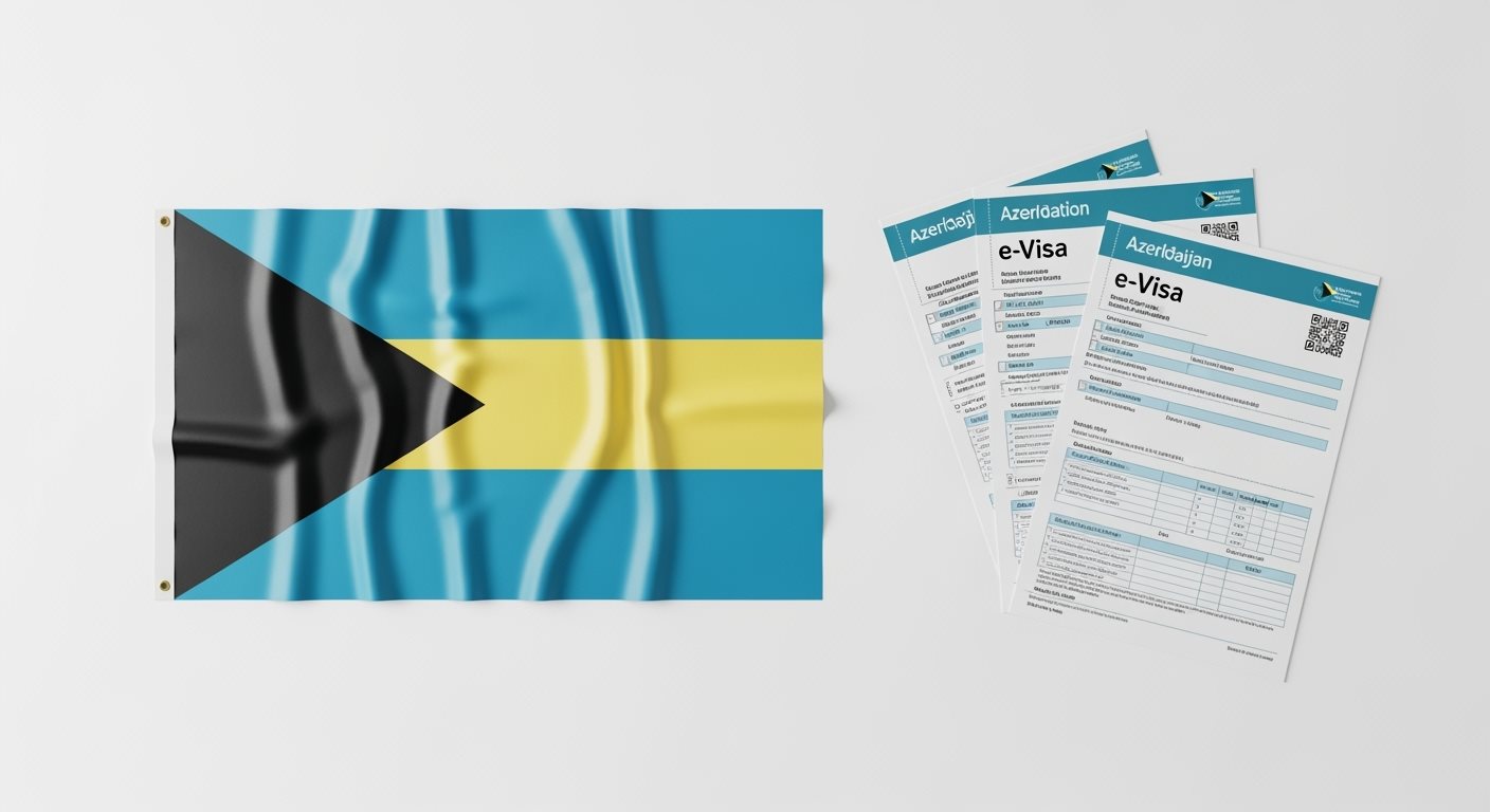 Bahamas flag with Azerbaijan e-Visa documents
