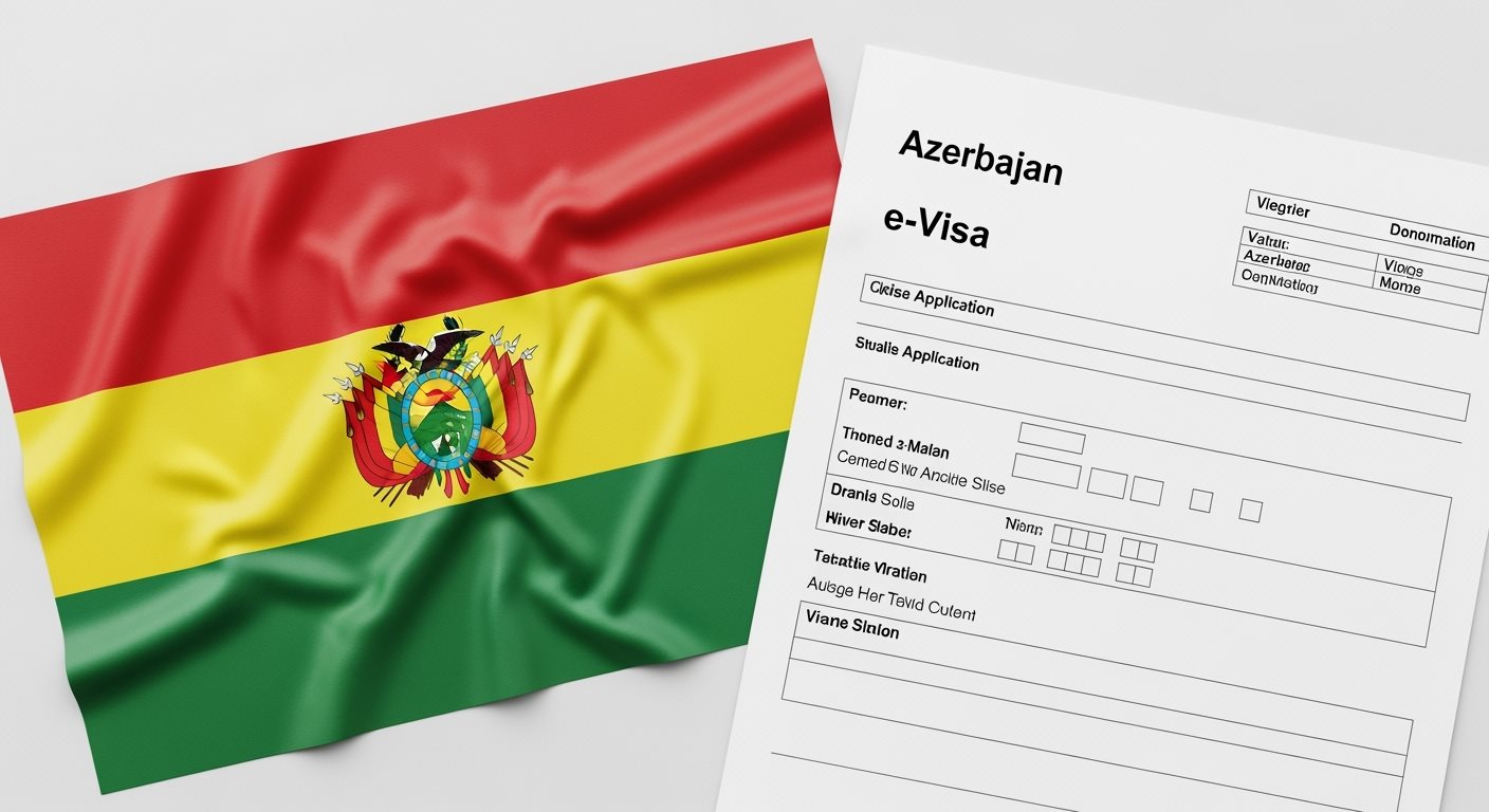 Bolivia flag with Azerbaijan e-Visa documents