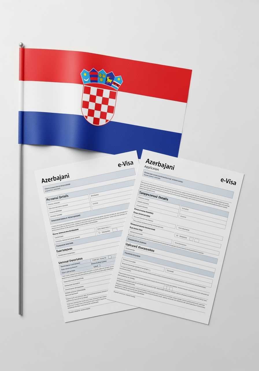 Croatia flag with Azerbaijan e-Visa documents