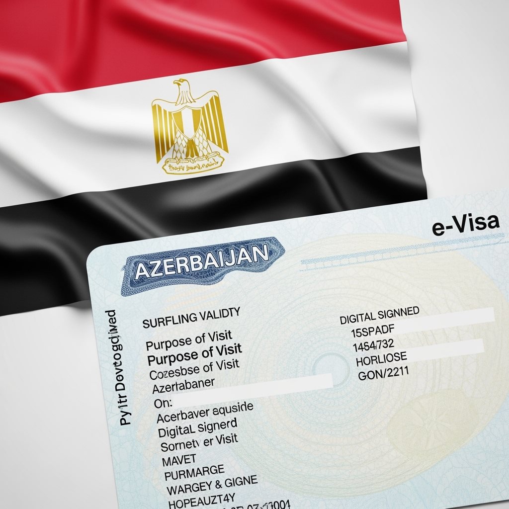 Egyptian Flag with Azerbaijan e-Visa Documents