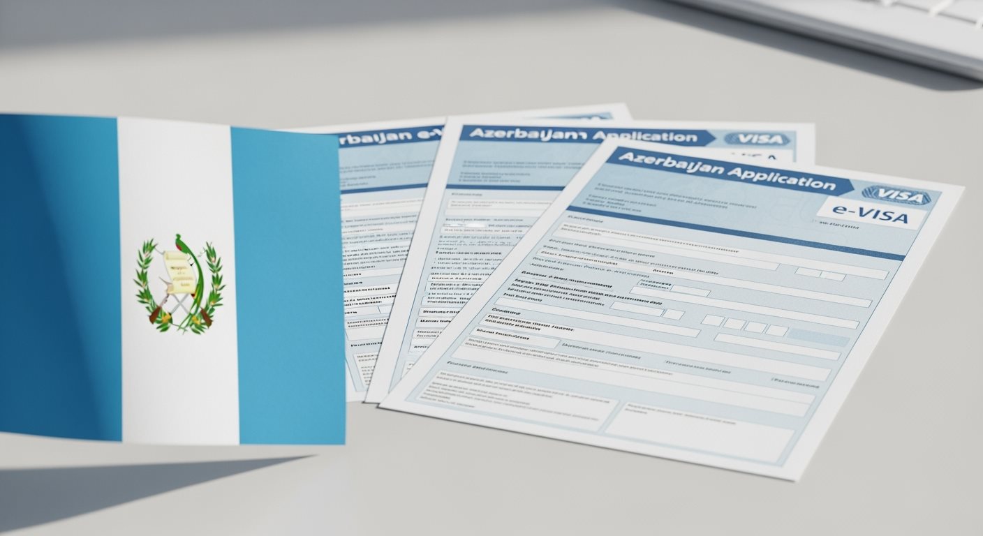 Guatemala flag with Azerbaijan e-Visa documents