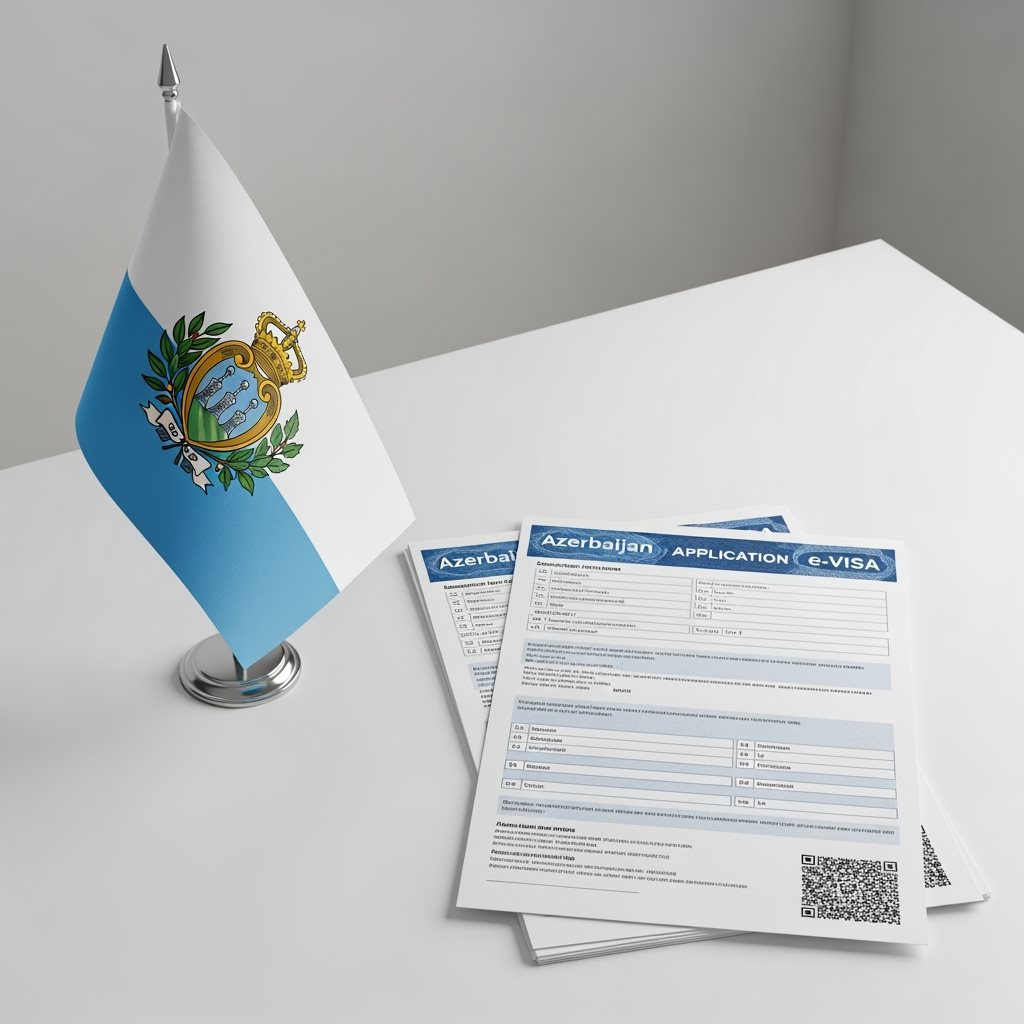 San Marino Flag with Azerbaijan e-Visa Documents