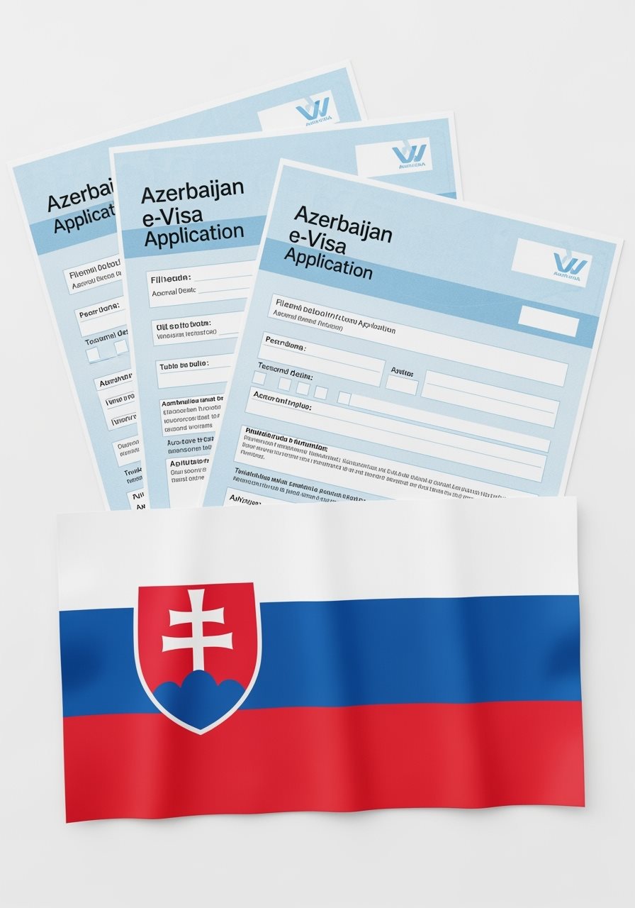 Slovakia flag with Azerbaijan e-Visa documents