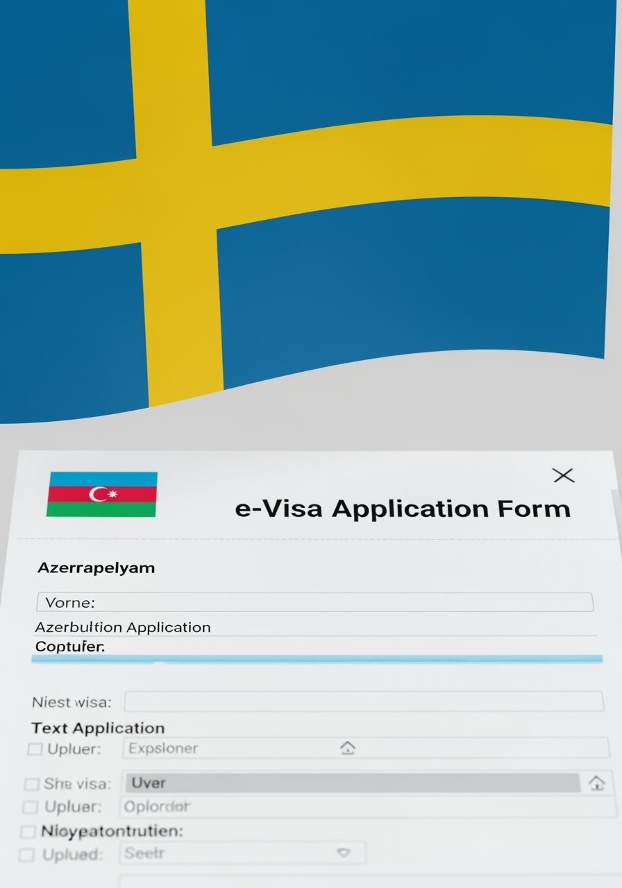 Sweden flag with Azerbaijan e-Visa documents