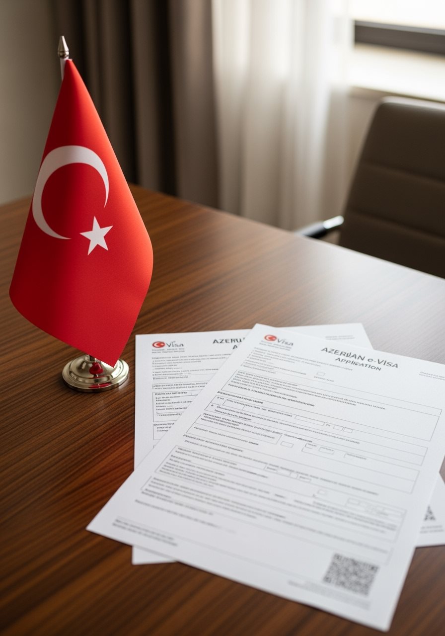 Turkey flag with Azerbaijan e-Visa documents